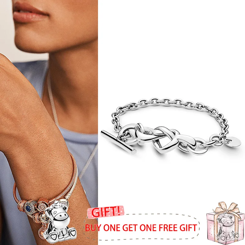 

2020 New 925 брелок Silver Pan Bracelet Heart Pan Bracelet Interwoven And Knotted Fit European Charm Bracelets Women Jewelry