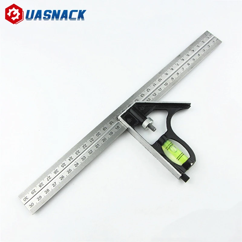 

DIY Precise Stainless Steel Measuring Tools Aluminium Combination Mobile Square Workshop Hardware Angle Spirit Level 12" 300mm