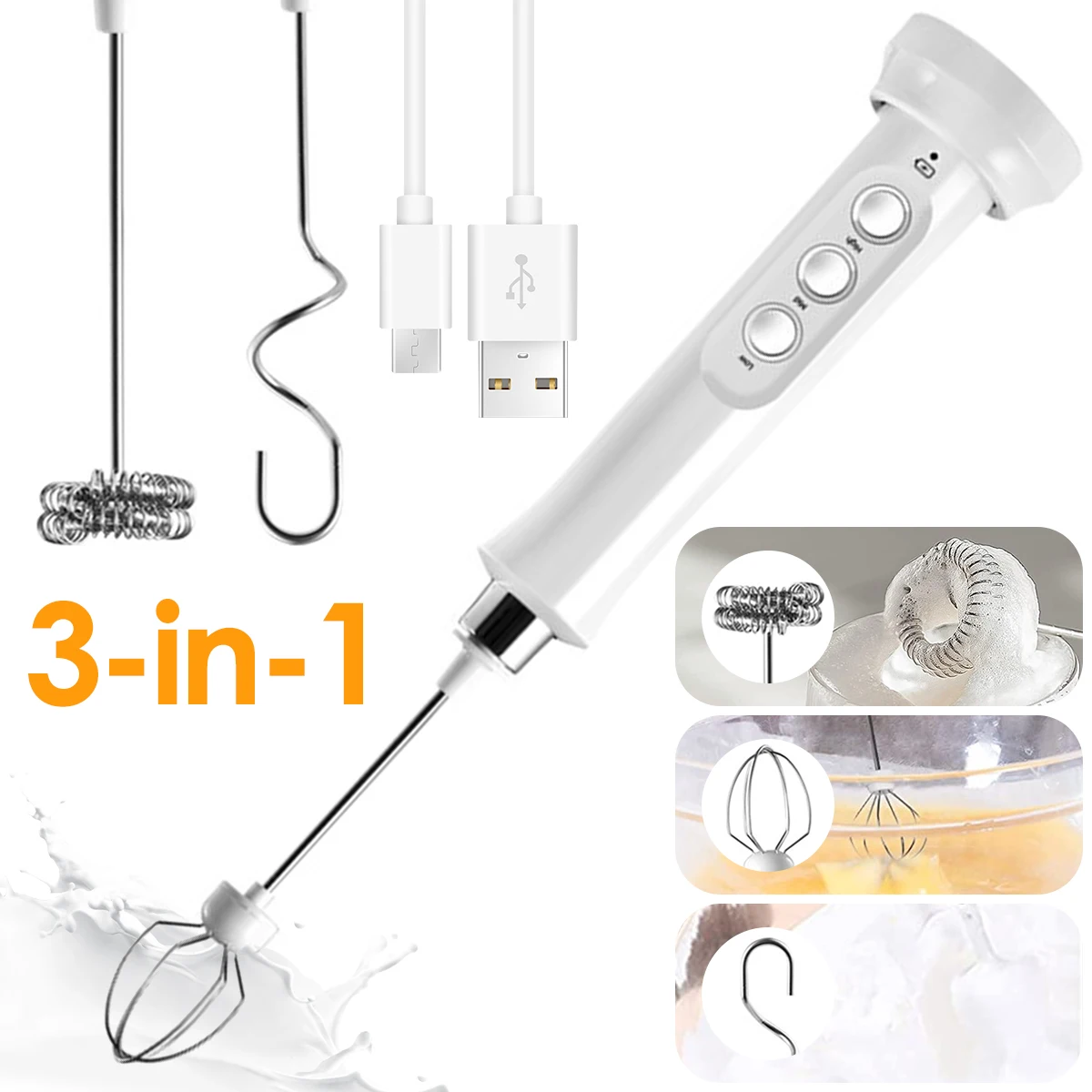 NEW Electric Milk Frother Electric Handheld Egg Beater with 