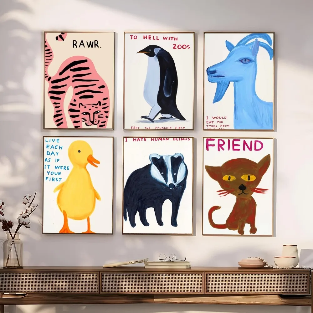 Самоклеящийся плакат с изображением тигра пингвина Кита кота