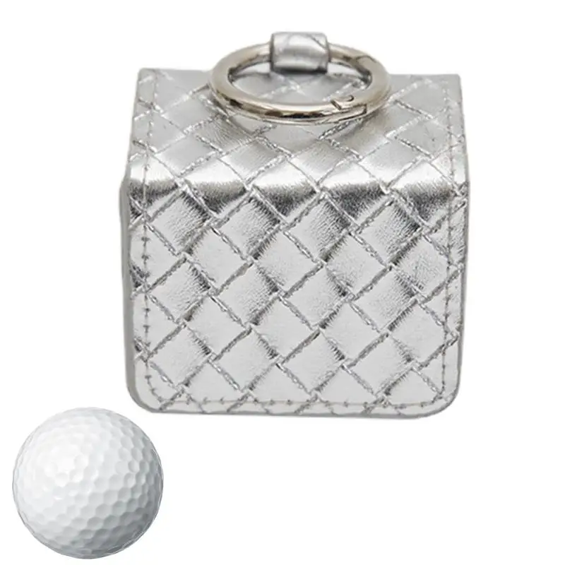 

Golf Ball Pouch Woven Pattern Carrying Bag Practical Golf Ball Case PU Leather With Hook For Golfer Gift Golf Accessories