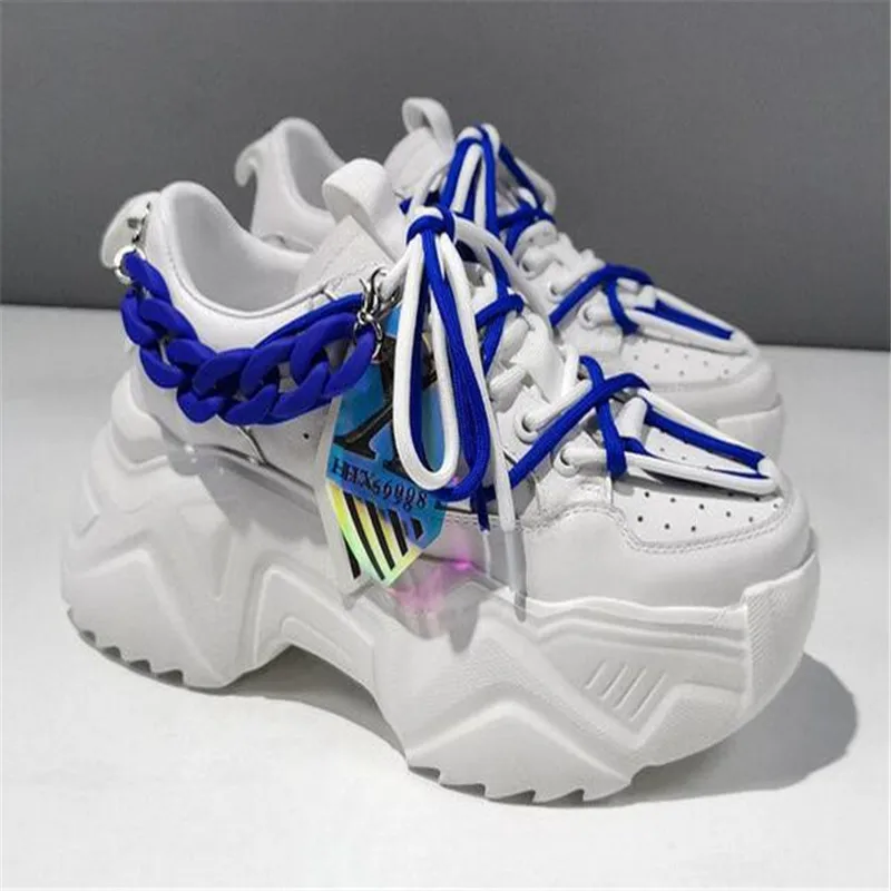 White Women Shoes New Chunky Sneakers For Women Lace-Up White Vulcanize Shoes Casual Fashion Dad Shoes Platform Sneakers Basket