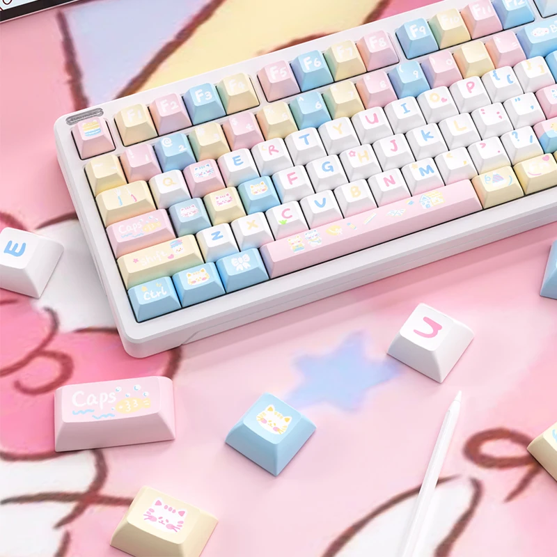 Клавиатура с радужной кошкой Ilovbee термосублимированные колпачки для клавиатуры