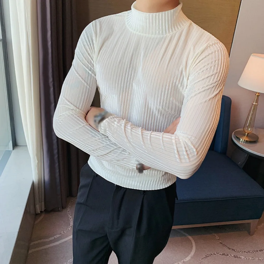 

Men Pullover Casual Half High Neck Bottoming Shirt Long Sleeve Slim T-Shirts Winter Warm Top Long Bottom Shirts Suit Home Pajams