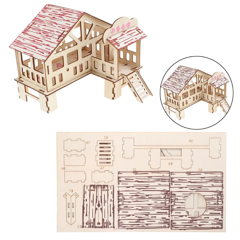 

D0JA домик для хомяка, деревянная хижина, гербилы, мыши, лимминги, Многокомнатные домики, домик для домашних животных, домик с лестницей