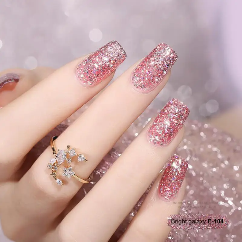 

Silver Glitter Gel Nail Polish Colorful Shining Sequins Semi Permanent Soak Off Need Base Top Coat Nail Art Gel Varnish