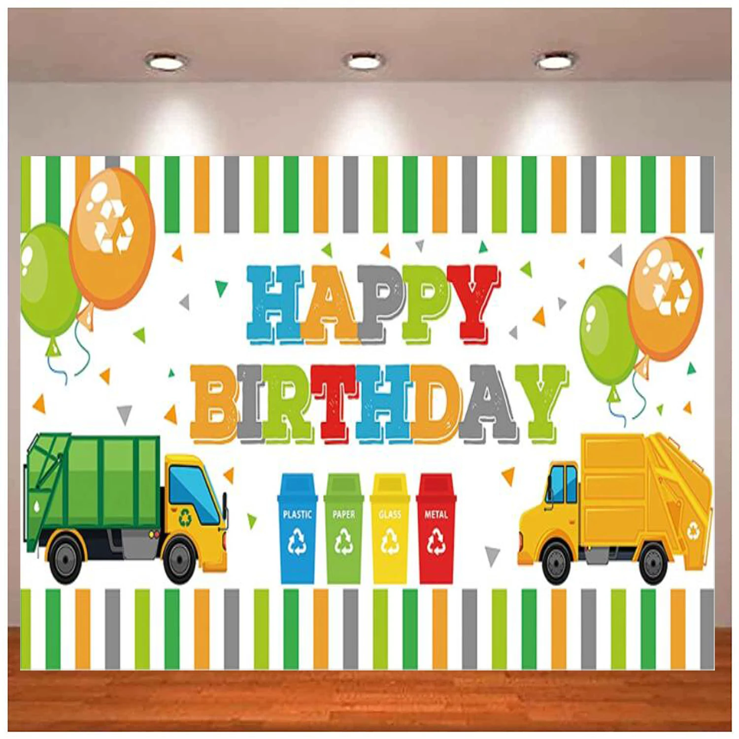 

Photography Backdrop Huge Garbage Truck Birthday Banner Background Trash Truck Party Decorations Banner Poster