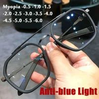 retro fashion double beam square myopia glasses luxury men women anti blue light transparent finish prescription eyewear 1 0