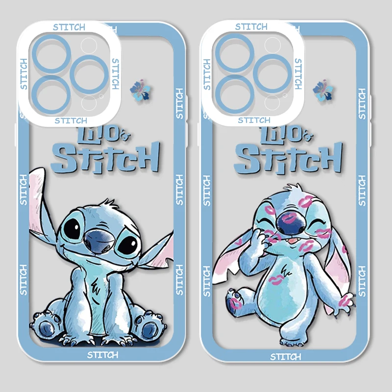 

Boy Disney Baby Stitch Transparent Phone Case For iPhone 14 13 12 11 Mini XS XR X Pro MAX 8 7 6 Plus SE Angel Eyes
