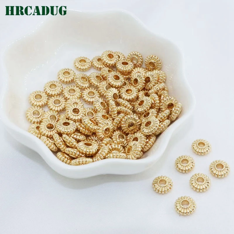 18K Gold Plated Round Flat Spacer Bead Separation For Beads DIY Bracelet Necklace Jewelry Making Accessories Beading Supplies