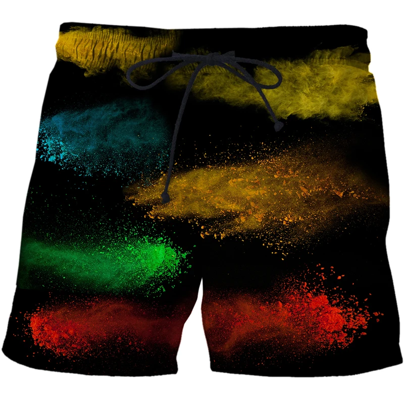 2022 Men Shorts Speckled tie dye pattern 3D Quick Dry Clothes Pants Male Loose Trouser Summer Swimming Loose Beachwears Short