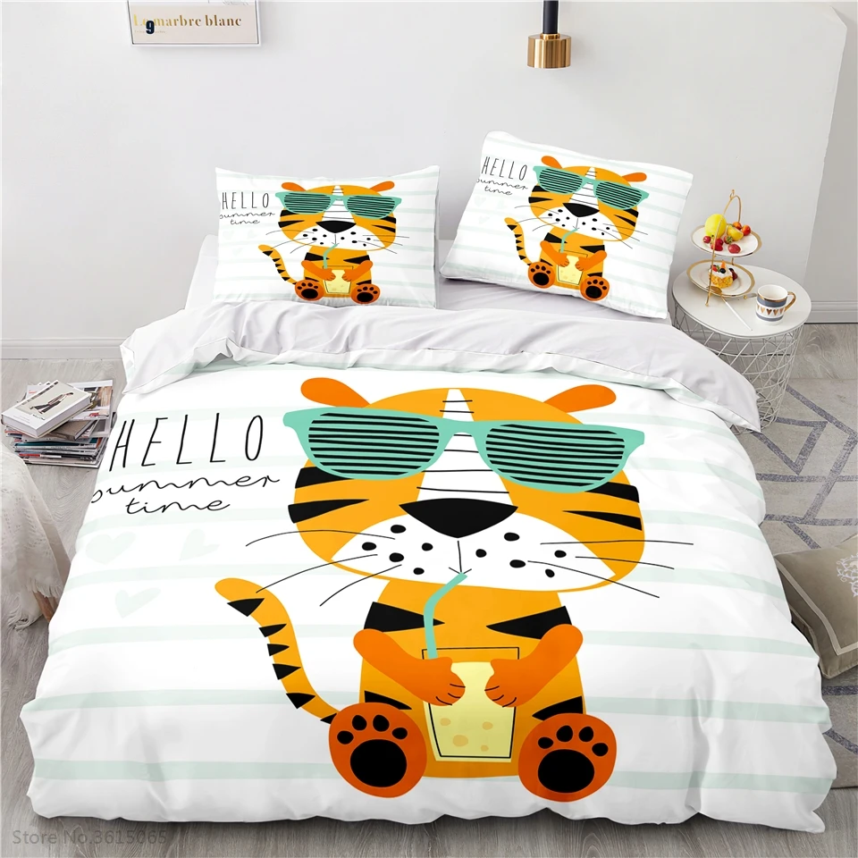 Комплект постельного белья с изображением леса и Льва пододеяльником наволочкой