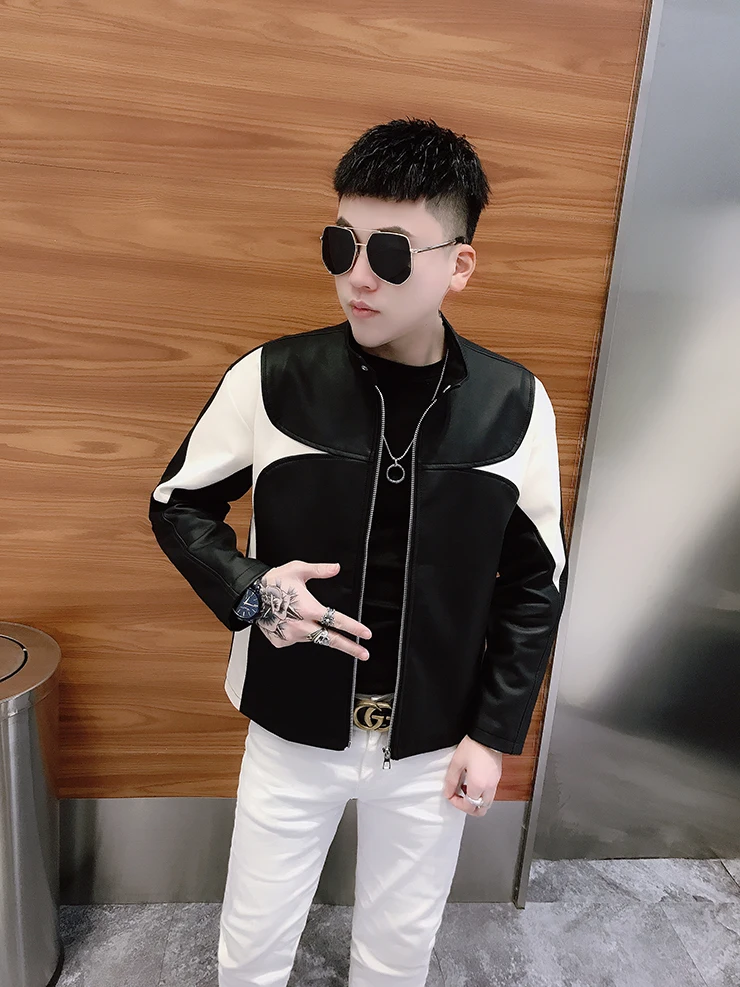 2024 Spring and Autumn New Men's High Sense Slim fit PU Leather Motorcycle Jacket Fashion