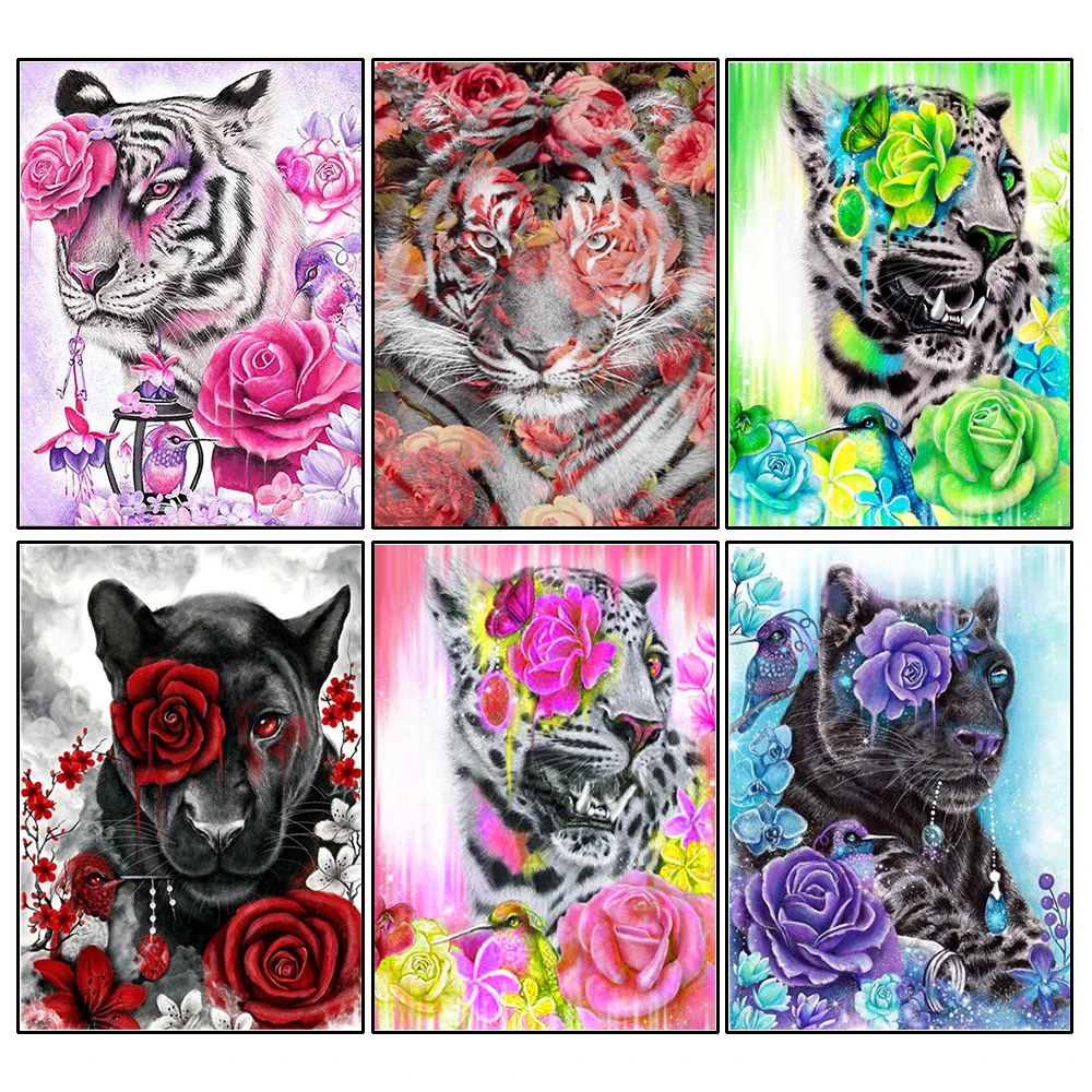 

Набор для алмазной живописи «Тигр» 5D «сделай сам», вышивка крестиком, мозаика в виде Розы, домашний декор
