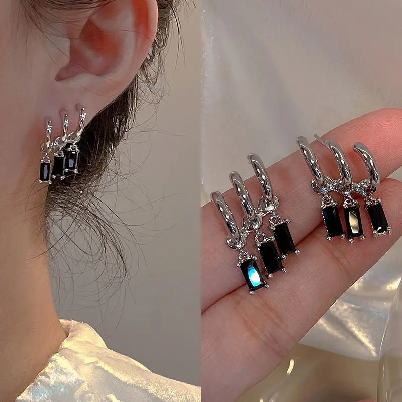 

Mystic Black Zircon Jewel Dangle Earrings for Women Statement Square Earrings Women's Party Birthday Gifts Charm Jewelry