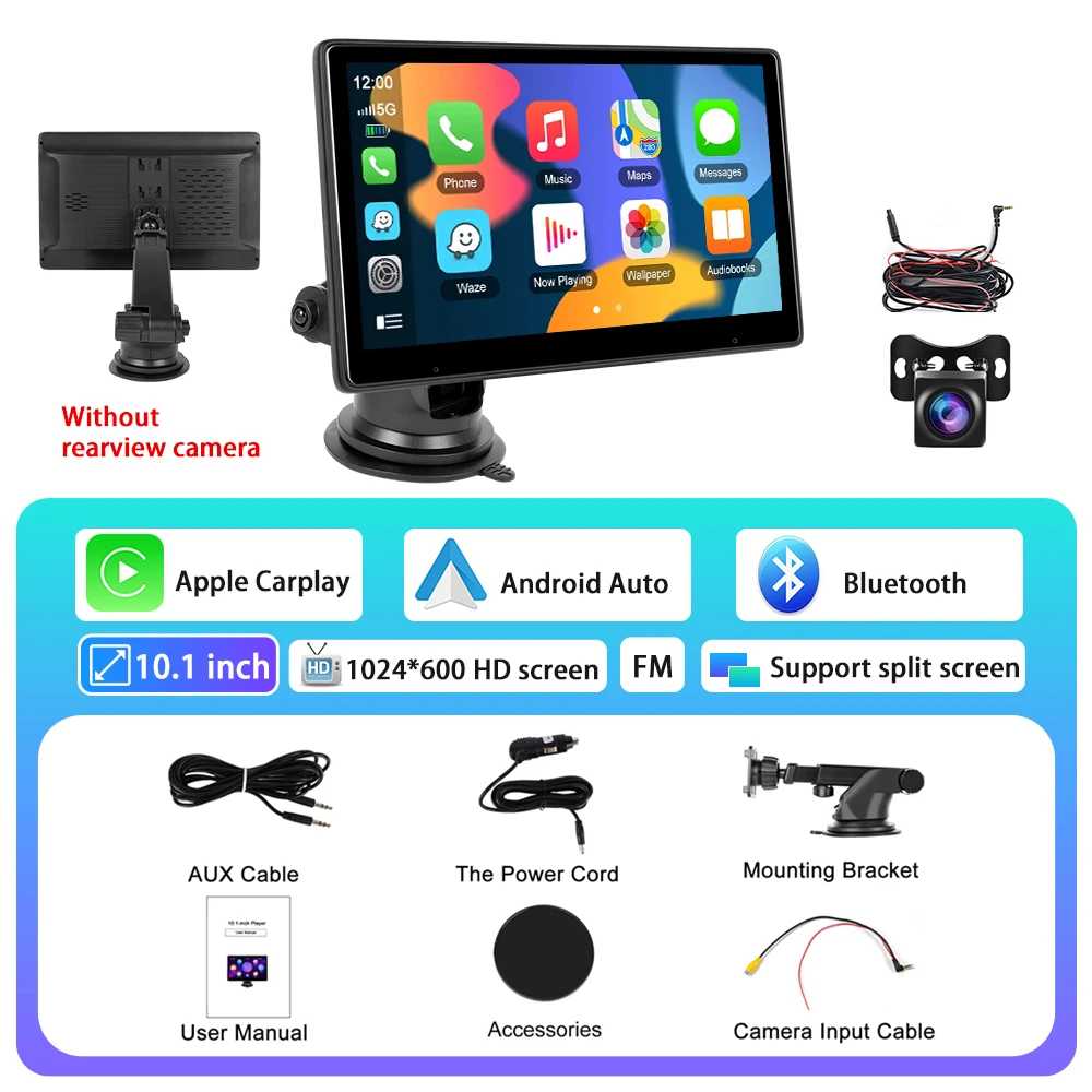 

Автомагнитола Podofo, 10,1 дюйма, Android, с поддержкой камеры заднего вида