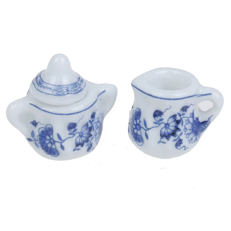 15 шт. 1:12 миниатюрная посуда для кукольного домика с синими цветами фарфоровые