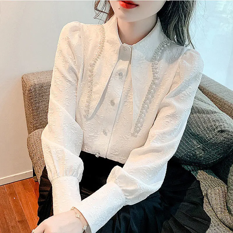 

2022 Women Spring Autumn Fashion Lapel Solid Color Shirts Female Long Sleeve Casual Shirts Ladies Loose Buttons Blouses F210