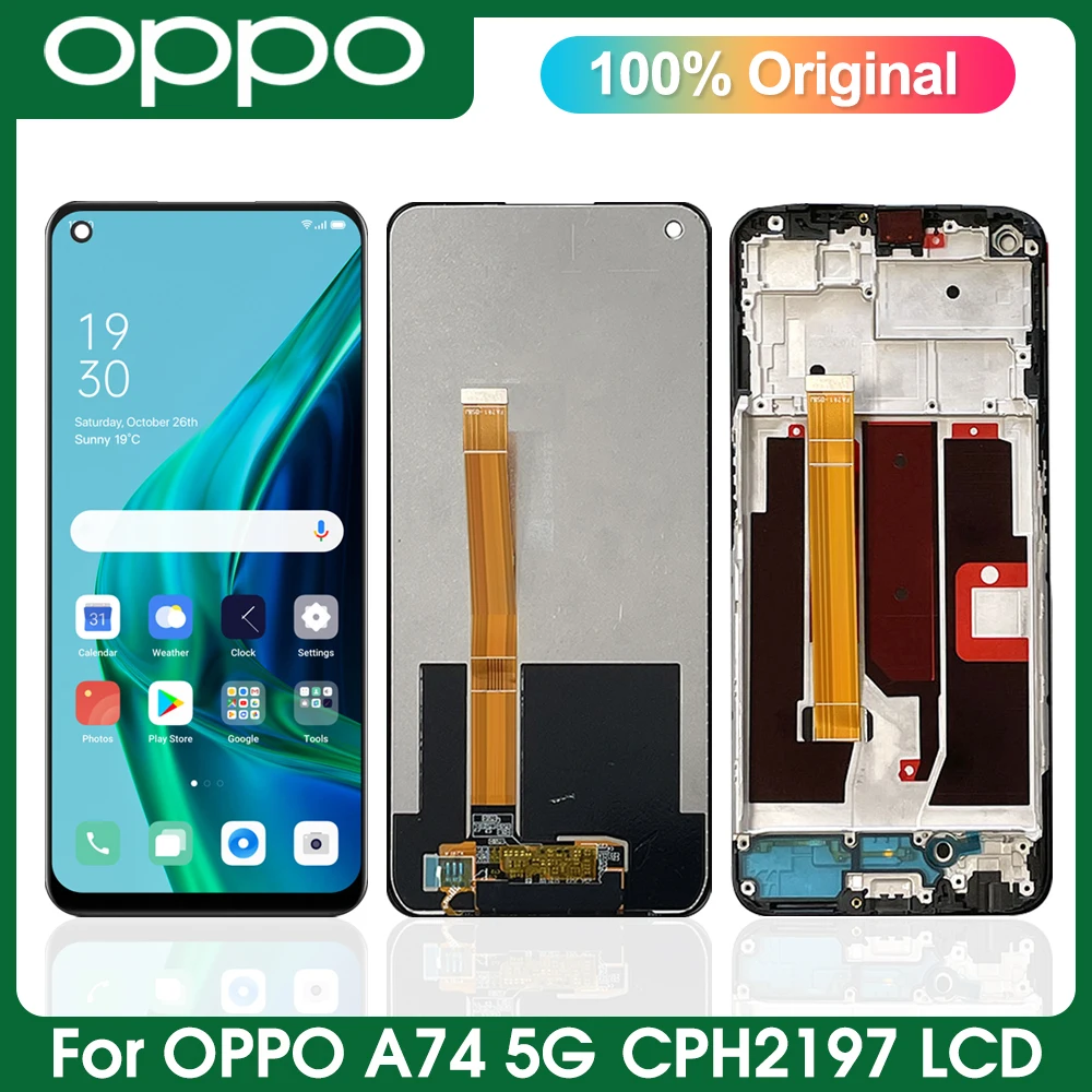 

Original For Oppo A74 5G LCD Display Replacement+Touch Screen Digitizer, For OppoA74 5G CPH2197 CPH2263 Display, with Frame