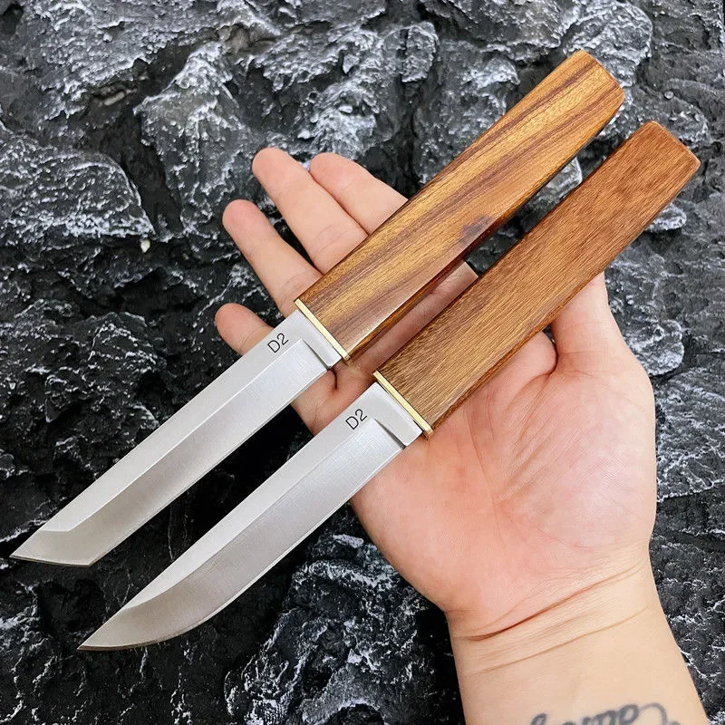 Sun Moon Double Blade House together M390 Wooden Handle small Straight knife Outdoor Knife Hunting emergency rescue fruit