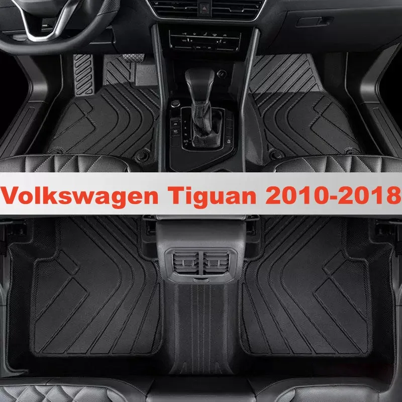 Фото Для Volkswagen Tiguan 2010-2018: Водонепроницаемые резиновые коврики TPE на заказ, противоскользящие, автомобильные аксессуары №1