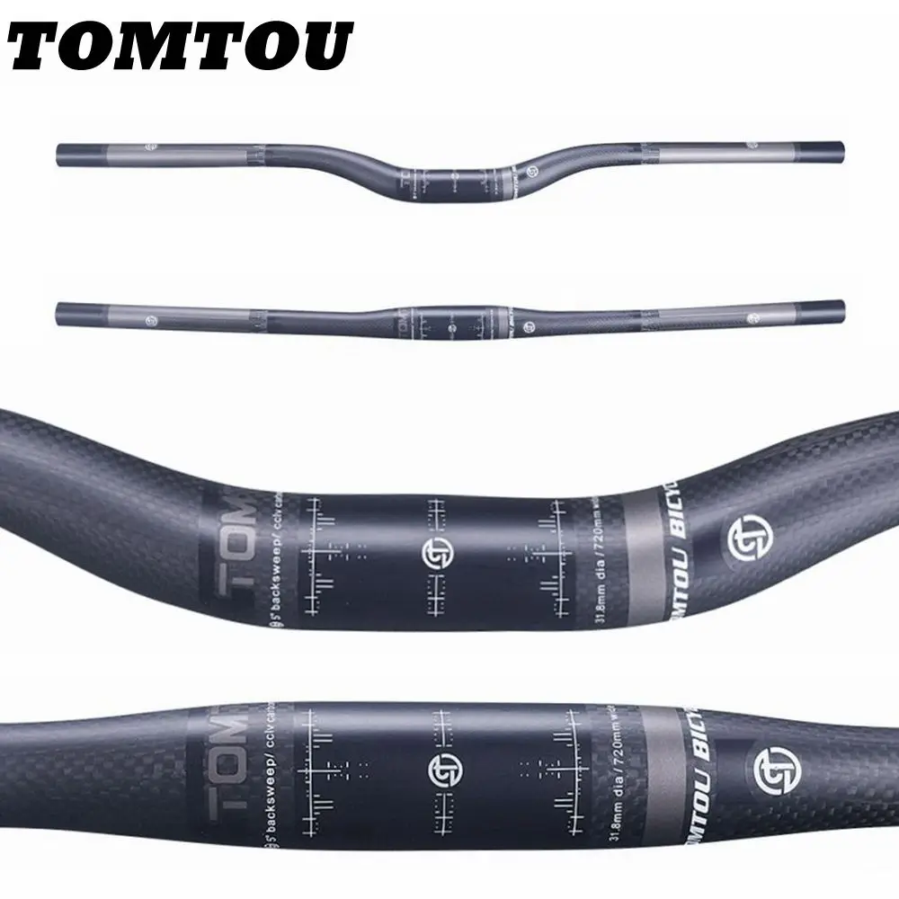 

TOMTOU Full 3K Carbon Bike Mountain Bicycle Flat or Rise Handlebar 31.8mm XXX Cycling MTB Parts Bars