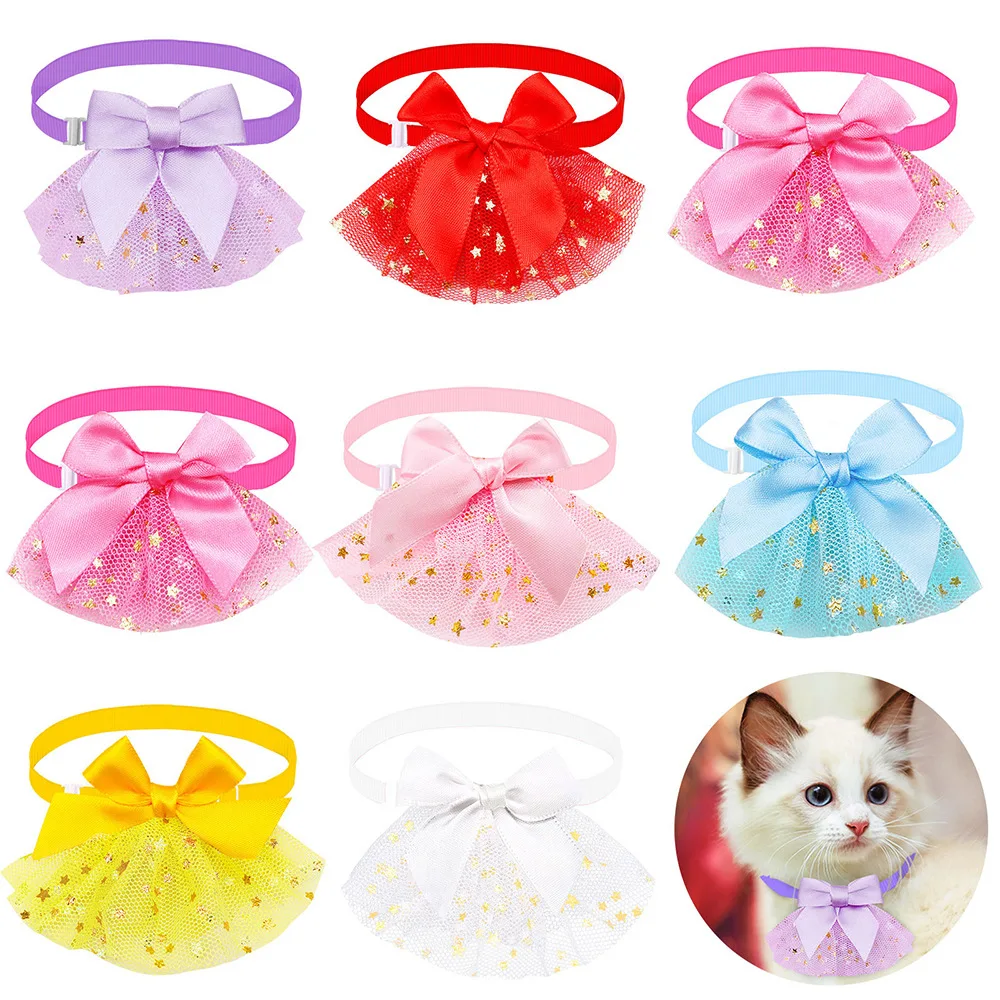 

5pcs Mixed Color Dogs Cute Bow Tie Necktie For Dogs Pet Grooming Fashion Dog Bow Tie Lace Dog Supplies Puppy Accessories