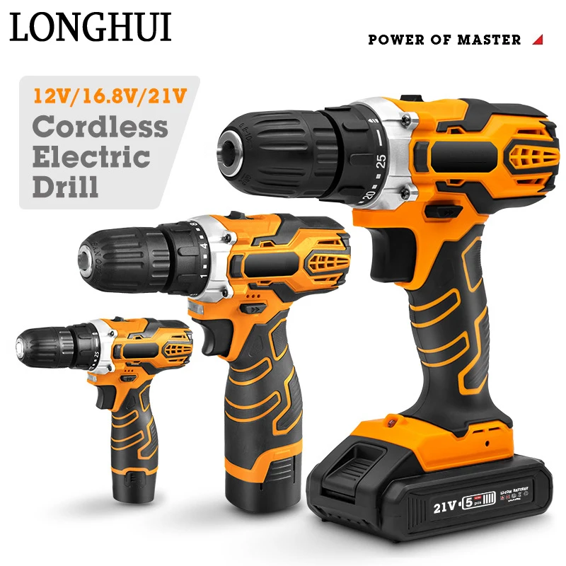 

12V 16.8V 21V Electric Drill Cordless Drill Electric Screwdriver Mini Drill Hammer Drill Lithium-Ion Battery Wireless Power Tool