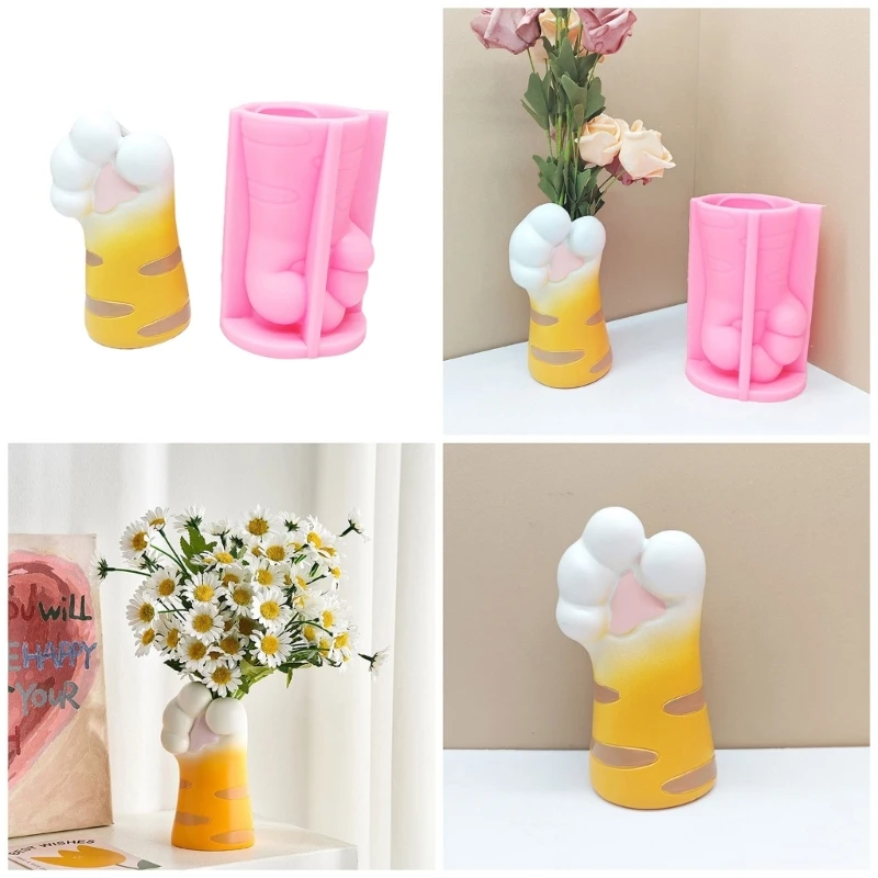 Бетонные формы для растений силиконовые в форме кошачьей лапы ручной работы