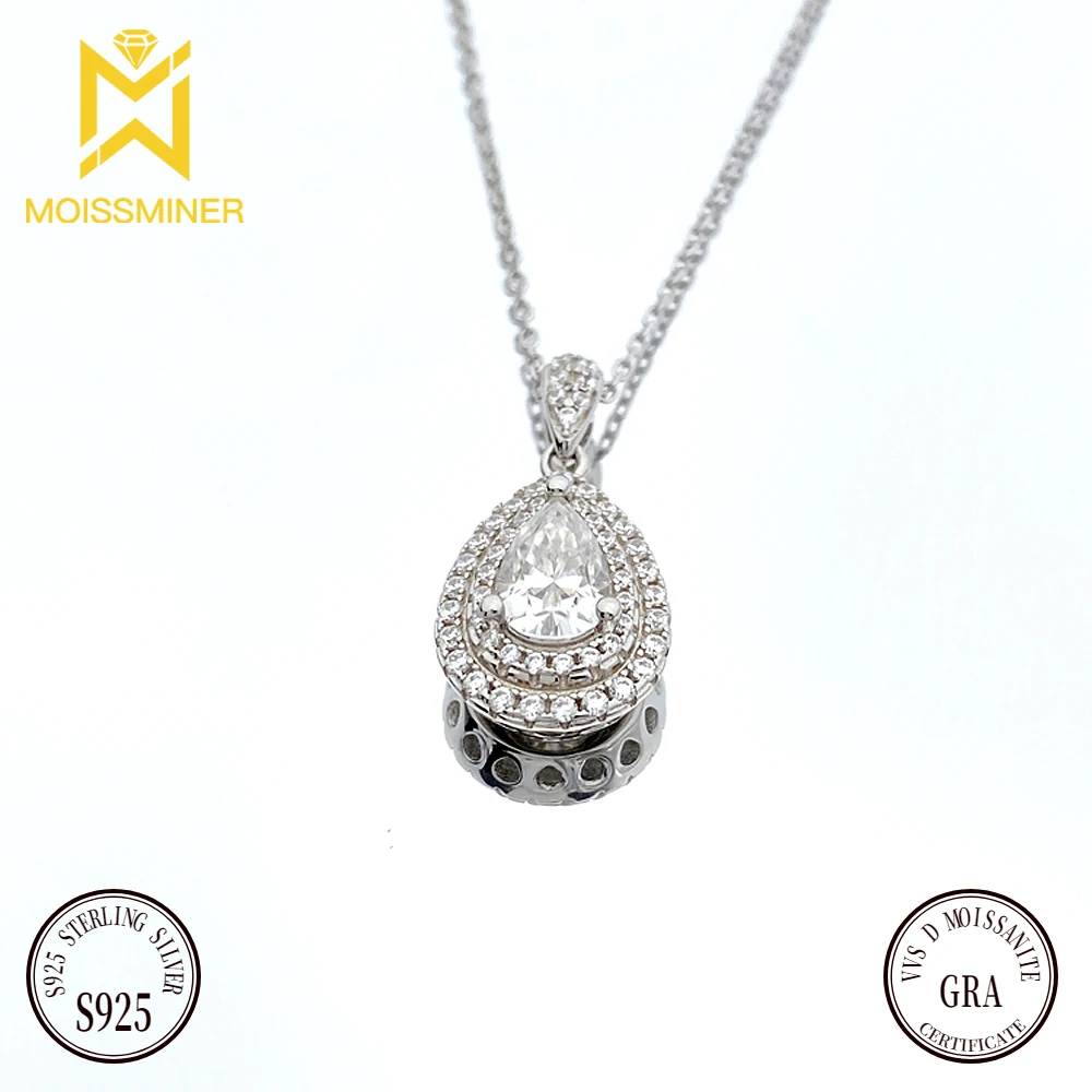 Water Droplet Moissanite Pendant Necklaces For Women S925 Silver Real Diamond Necklace Jewelry Pass Tester With GRA