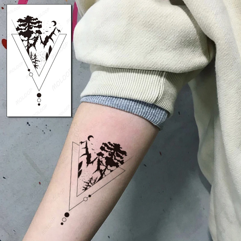 

Наклейки-тату с Луной и треугольниками, водостойкие, временные