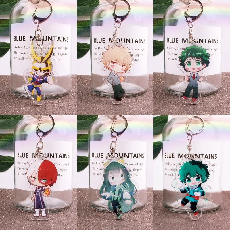 

Fashion Japan Anime My Hero Academia Keychain Acrylic Figure Midoriya Izuku Key Chains Kawaii Bags Keyrings Fans Collection Gift