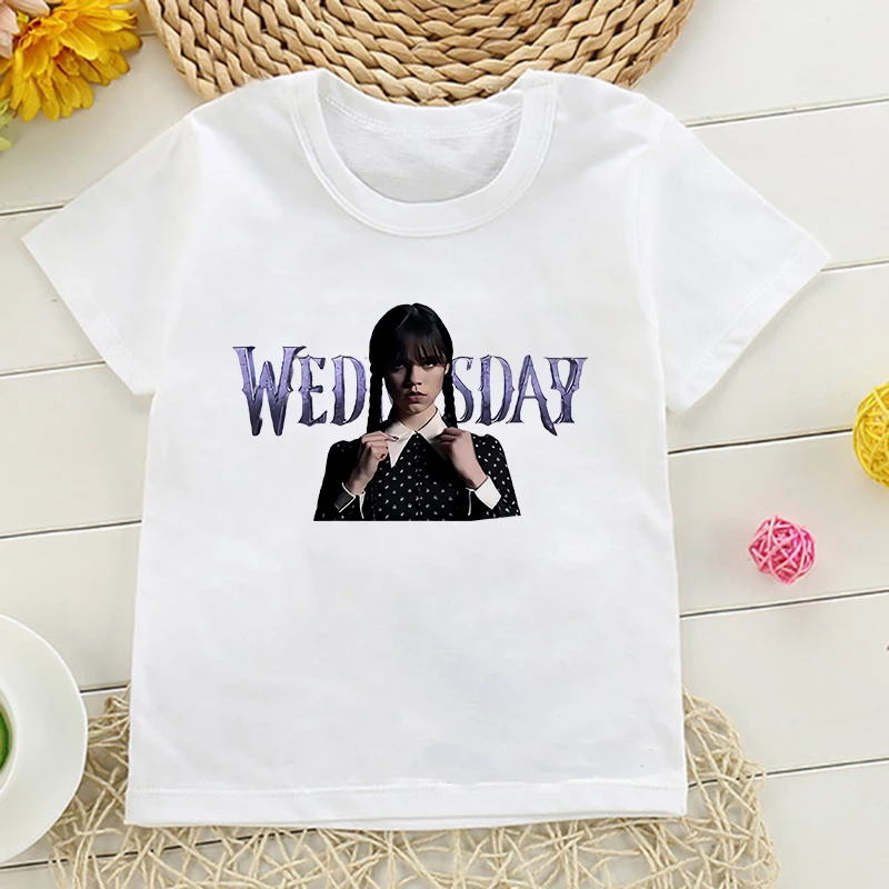 

Wednesday Addams Children T-Shirt I Hate People Cartoons Clothes Kid Girl Boy Nevermore Academy T Shirt Little Baby Casual Top