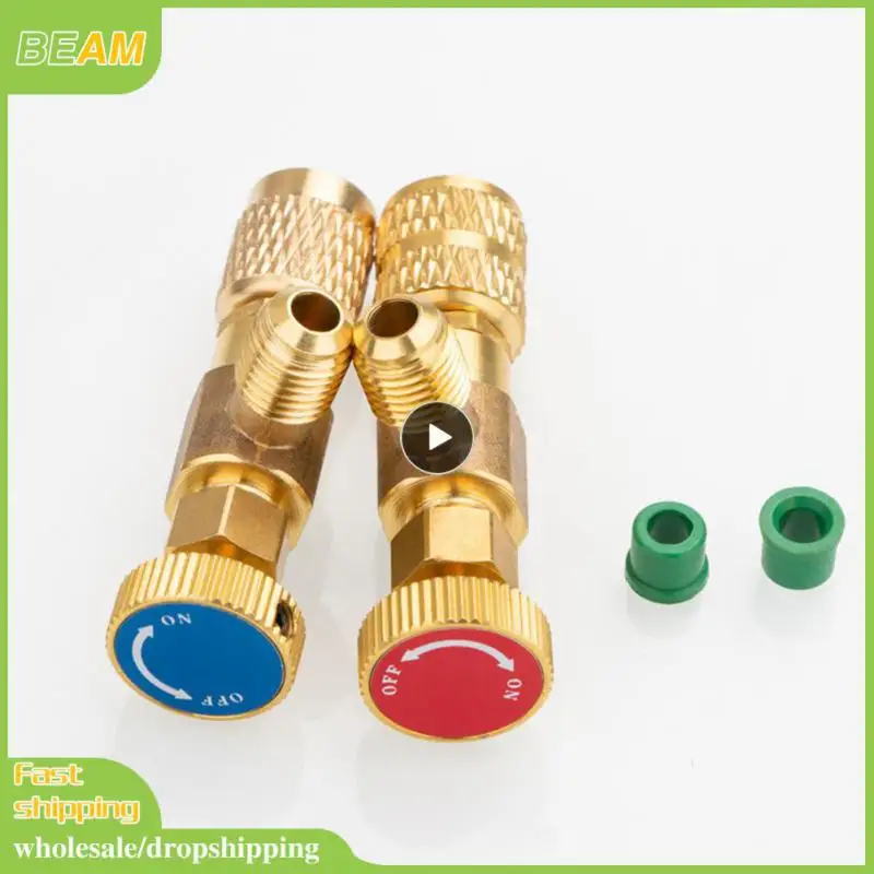 

1~10PCS Refrigeration Charging Air Conditioning Adapter For R410A R22 1/4 Liquid Safety Valve Hose R22 Copper Adapter Red/Blue