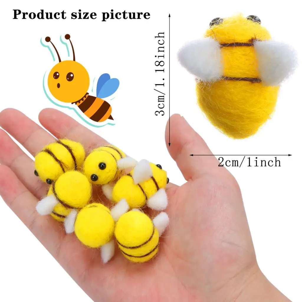 

12Pc Wool Felt Bees Decor Bumble Bee Embellishment Wool Felt Bees Craft Decorations For DIY Craft Wreath Scrapbooking Party Home