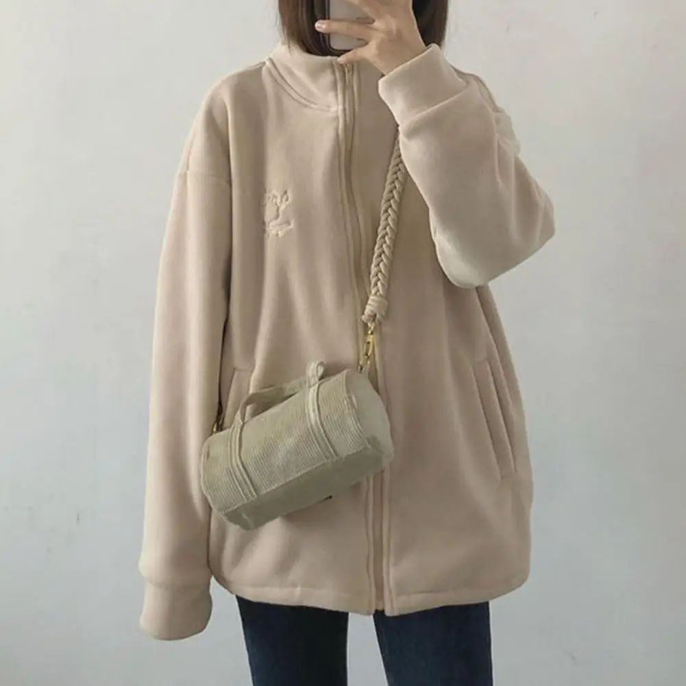 

Женское зимнее пальто со стоячим воротником, защитное Женское пальто, холодностойкий плотный мягкий плюшевый кардиган на молнии, женская верхняя одежда, куртка