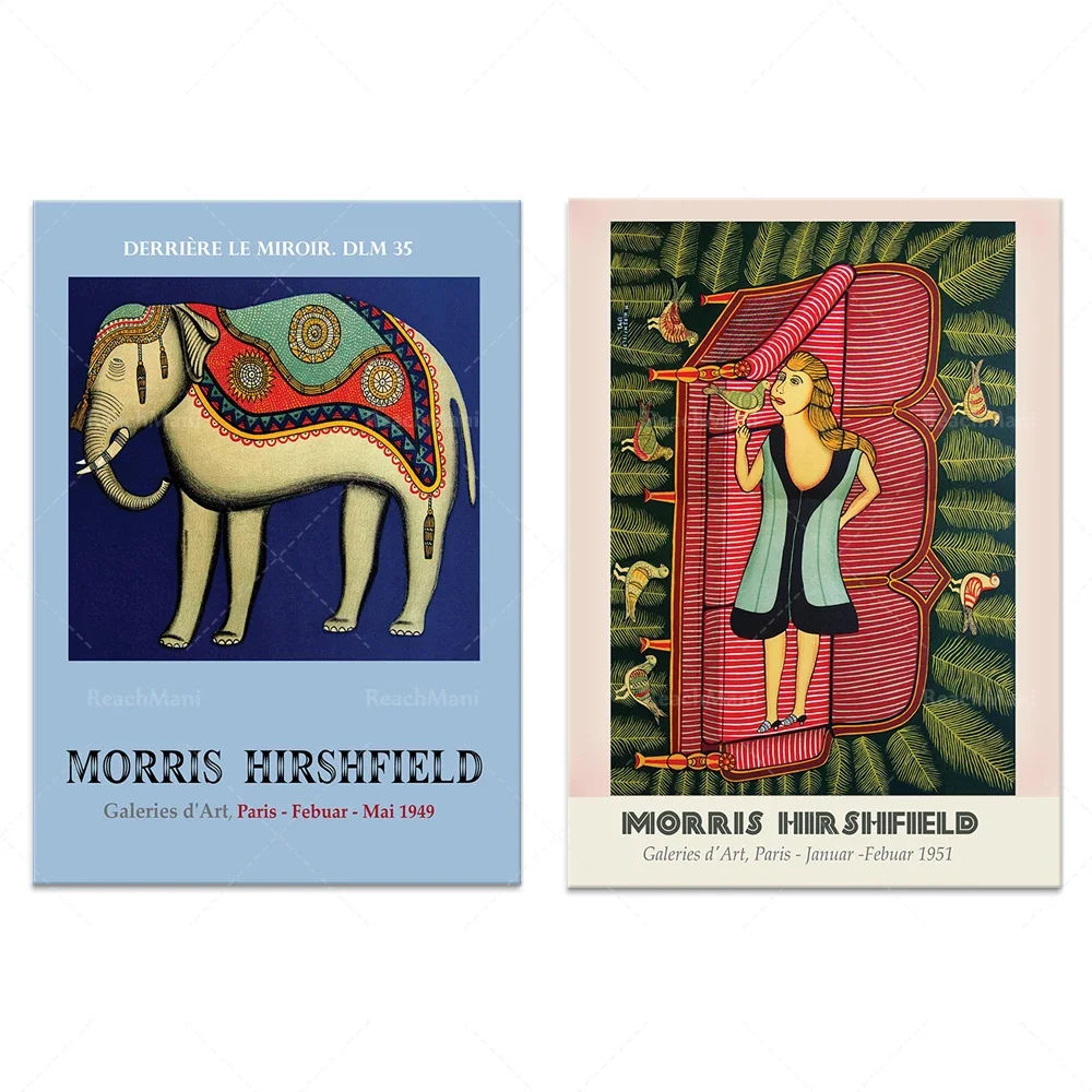 Плакат MORRIS HIRSHFIELD 1949 постер со слоном галерея 1951 художественный Девушка на диване