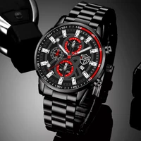 mens fashion brand watches for men black sports stainless steel quartz wristwatch man date analog leather watch luminous clock