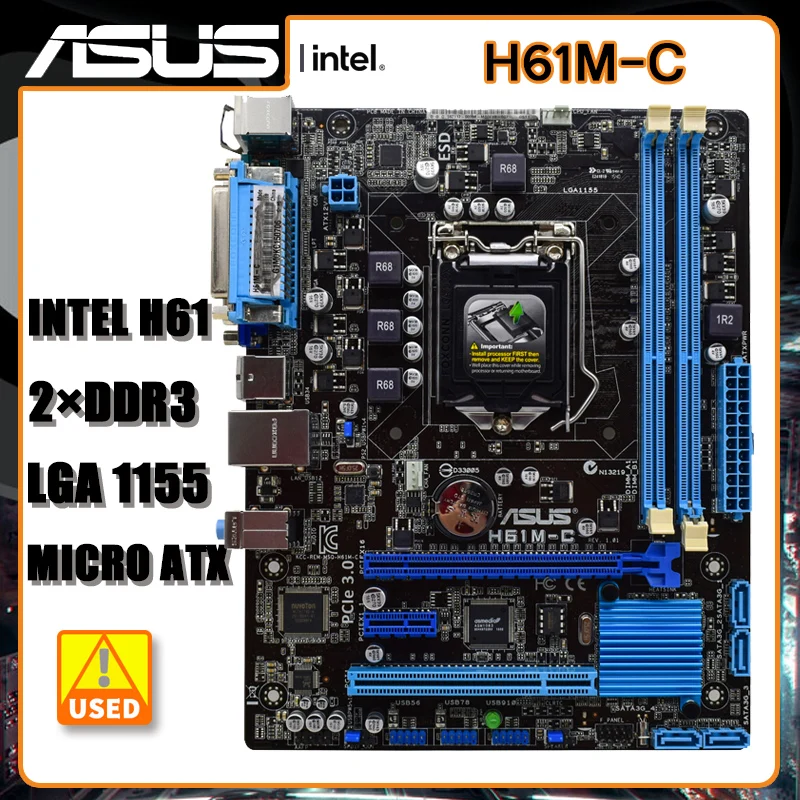 

Motherboard LGA1155 ASUS H61M-C LGA1155 Motherboard DDR3 Intel H61 16GB USB 2.0 SATA III Micro ATX For Core i3-2130 i5-3340 cpu