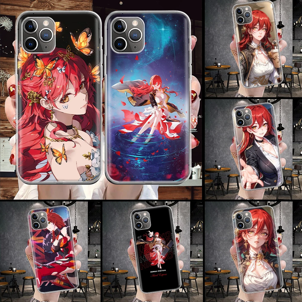 Фото Мягкий чехол для телефона Honkai Star Rail Himeko для iPhone 11, 17 Air, 17E, 16E, 16 Pro Max, 15+, 14 Plus, 13, 12, Apple 7, SE, 8, Fundas Coque 11 №1