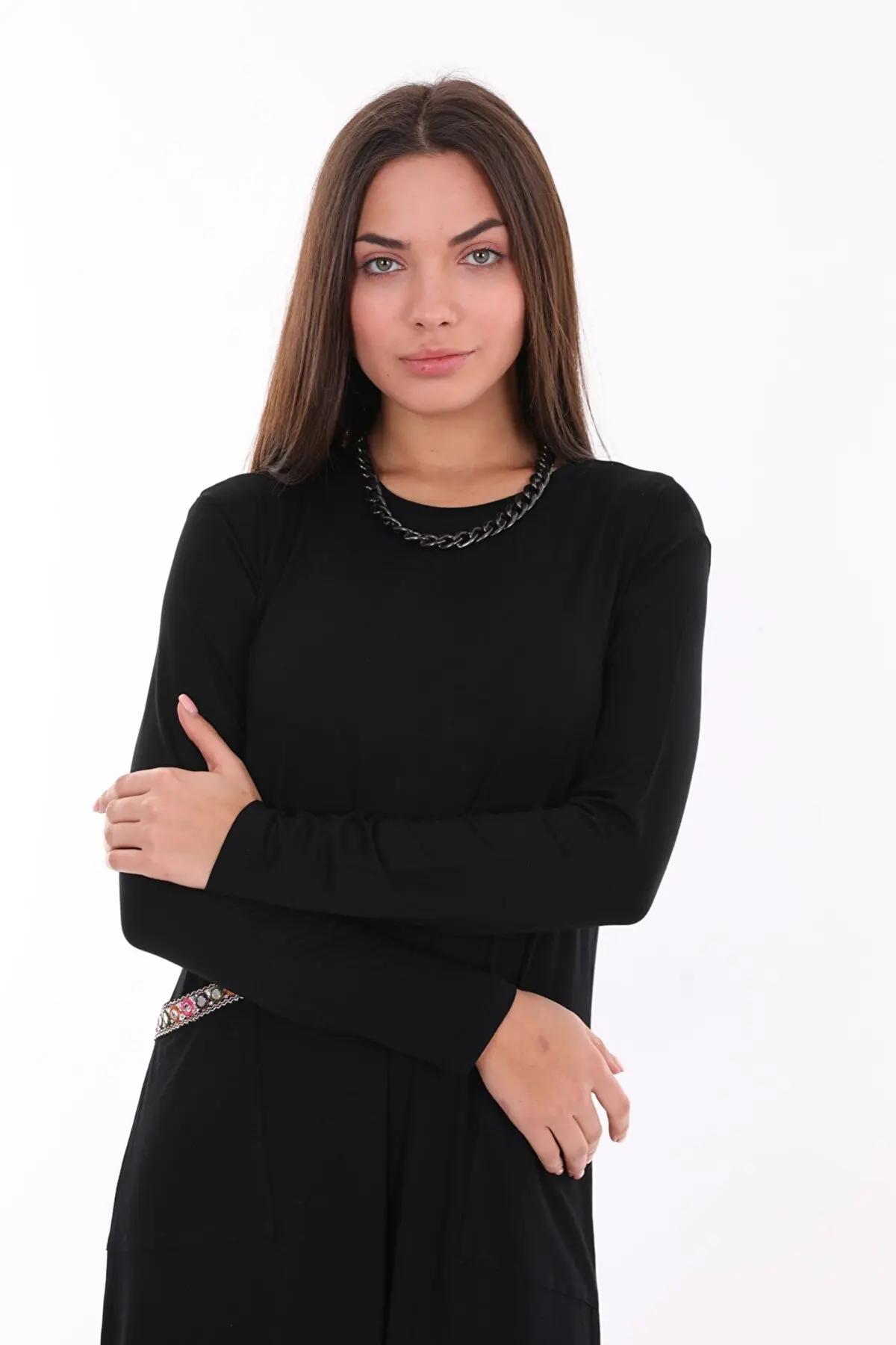 Длинное вискозное платье большого размера Miss ledonna с карманами