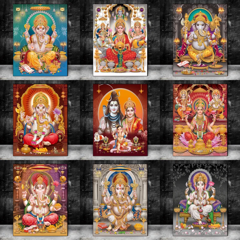 Постеры золотого цвета в виде храма Ганеша индийские индуистские постеры слон