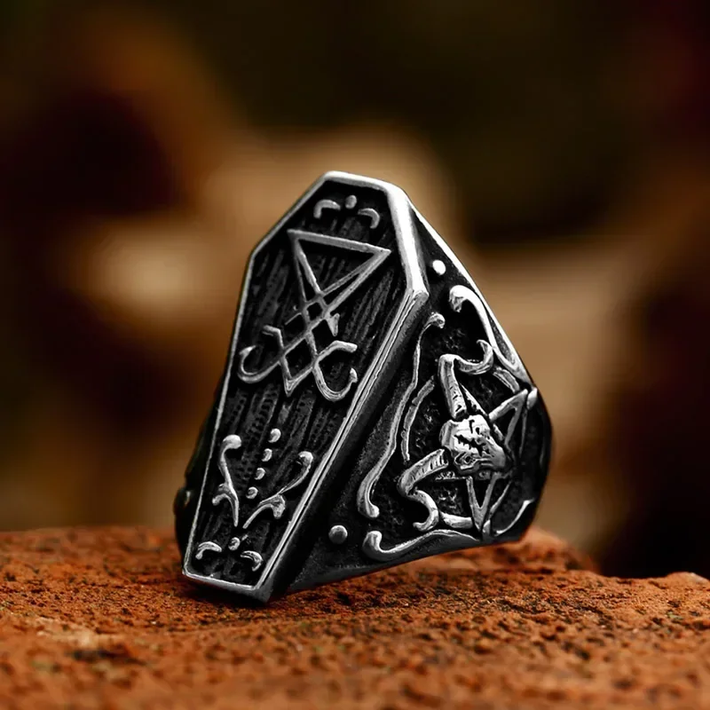 Блестящее сатанинское кольцо в стиле панк 2024 специальная конструкция