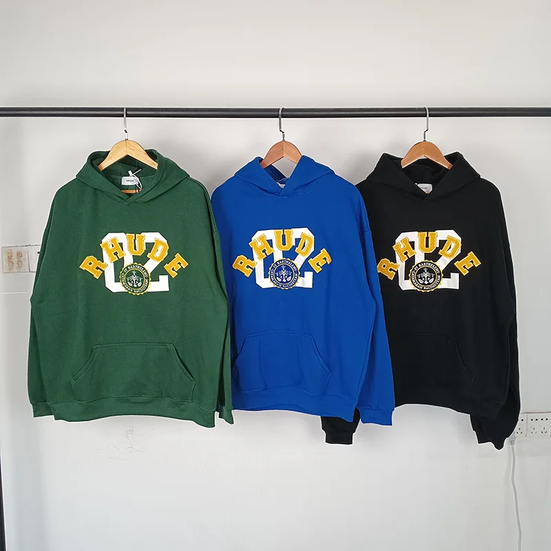 

Autumn Winter Newest Rhude Outdoor Casual Couple Hoodies Men Woman Letter Embroider Fashion Hooded Sweatshirts