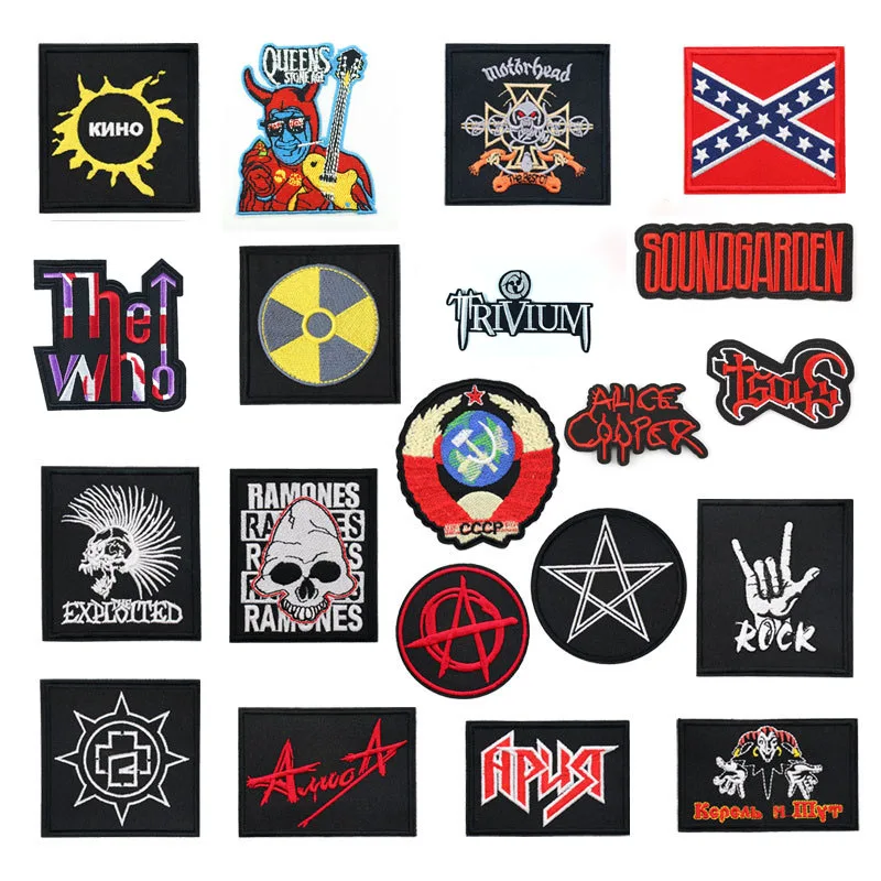 

BAND ROCK MUSIC Iron On Patches Cloth Mend Decorate Clothes Apparel Sewing Decoration Applique Badges Heavy Metal badges