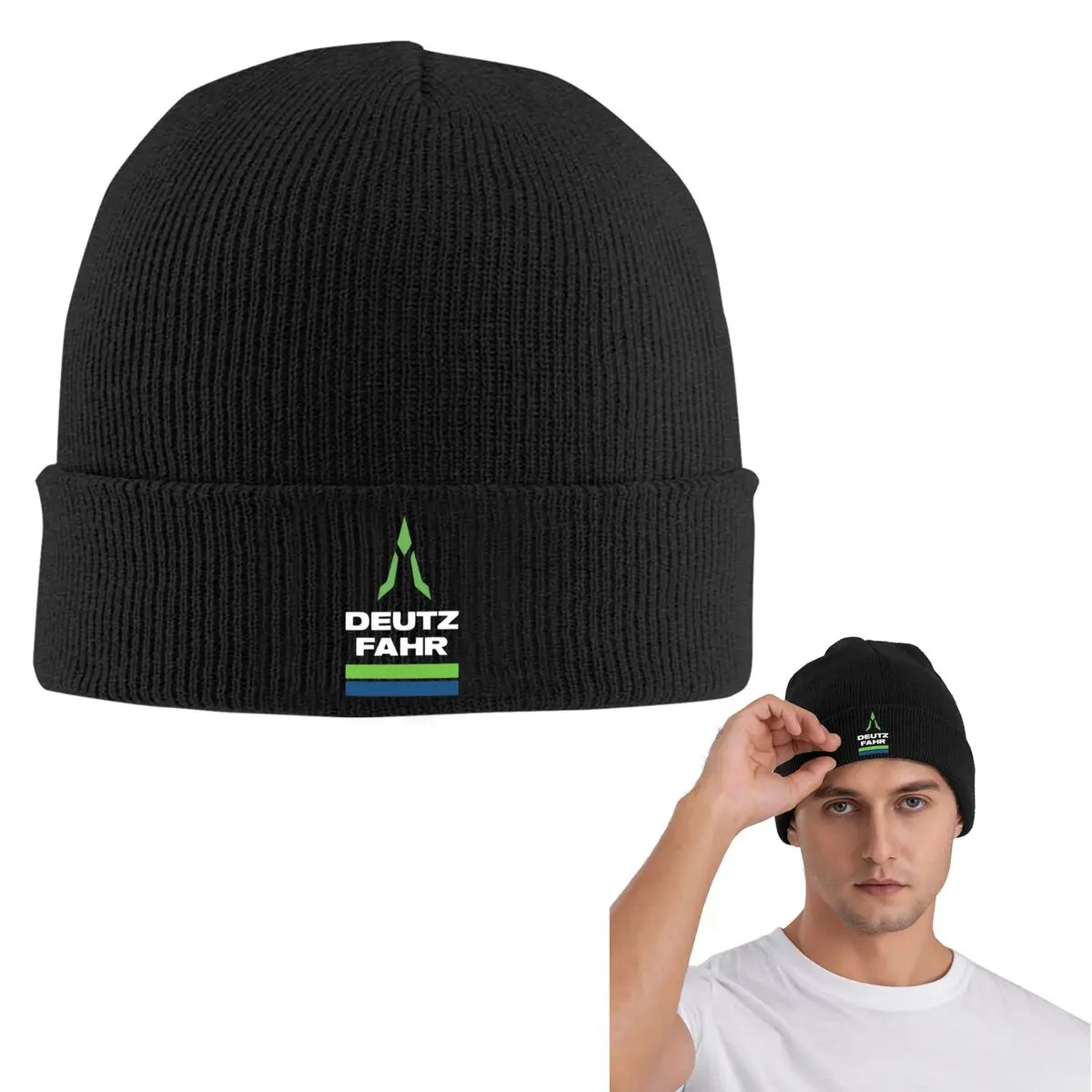 Фото Deutz Fahr Logo Merchandise Essential теплая вязаная шапка в стиле хип-хоп, осенне-зимняя уличная шапка, шапки для мужчин, женщин и взрослых №1