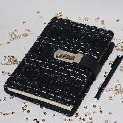 

Boxed Checkered Notebook Account book Hand book with lock free shipping