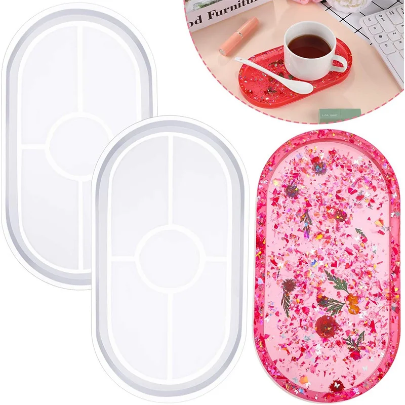 

L/M/S Epoxy Resin Mold Mirror Elliptical Dish Storage Tray Silica Gel Oval Desktop Storage Box Silicone Mould
