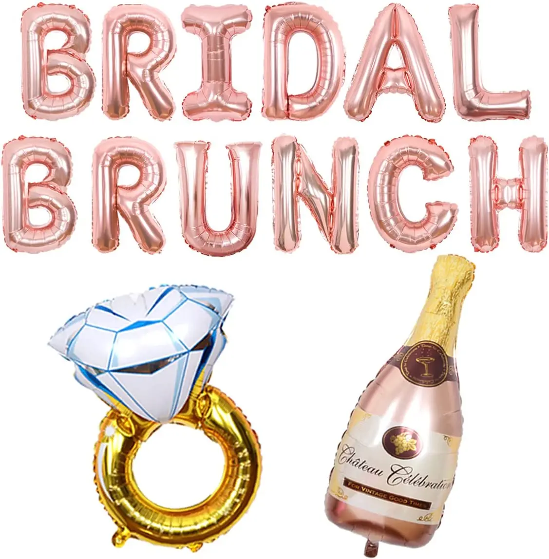 

Bridal Brunch Balloon Banner Rose Gold Bridal Shower Decorations with Diamond Ring Champagne Balloon Decorations for Miss To Mrs