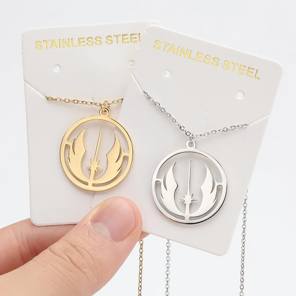 

Stainless Steel Necklaces Jedi Order Symbol Logo Pendant Chain Star Wars Gothic Necklace For Women Jewelry Hip Hop Man Gifts